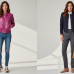 Слева неудачно, справа стильно: женщина 40+ в бомбере и брюках показывает, как носить бомбер уверенно и современно